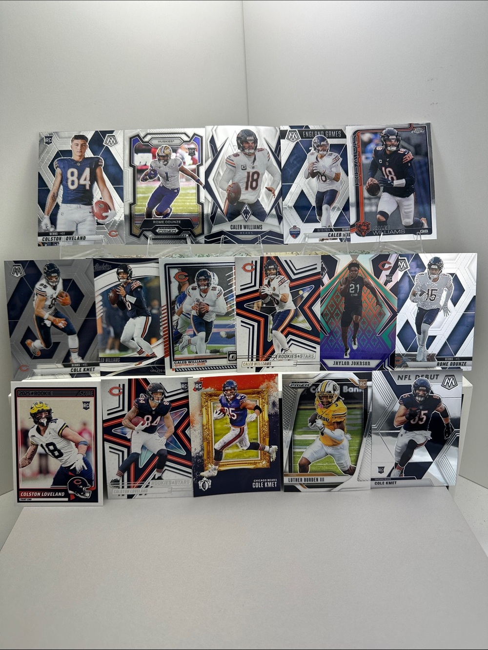 Caleb Williams Bears w/ Rookie cards of Loveland, Odunze, Burden, Kmet, Johnson